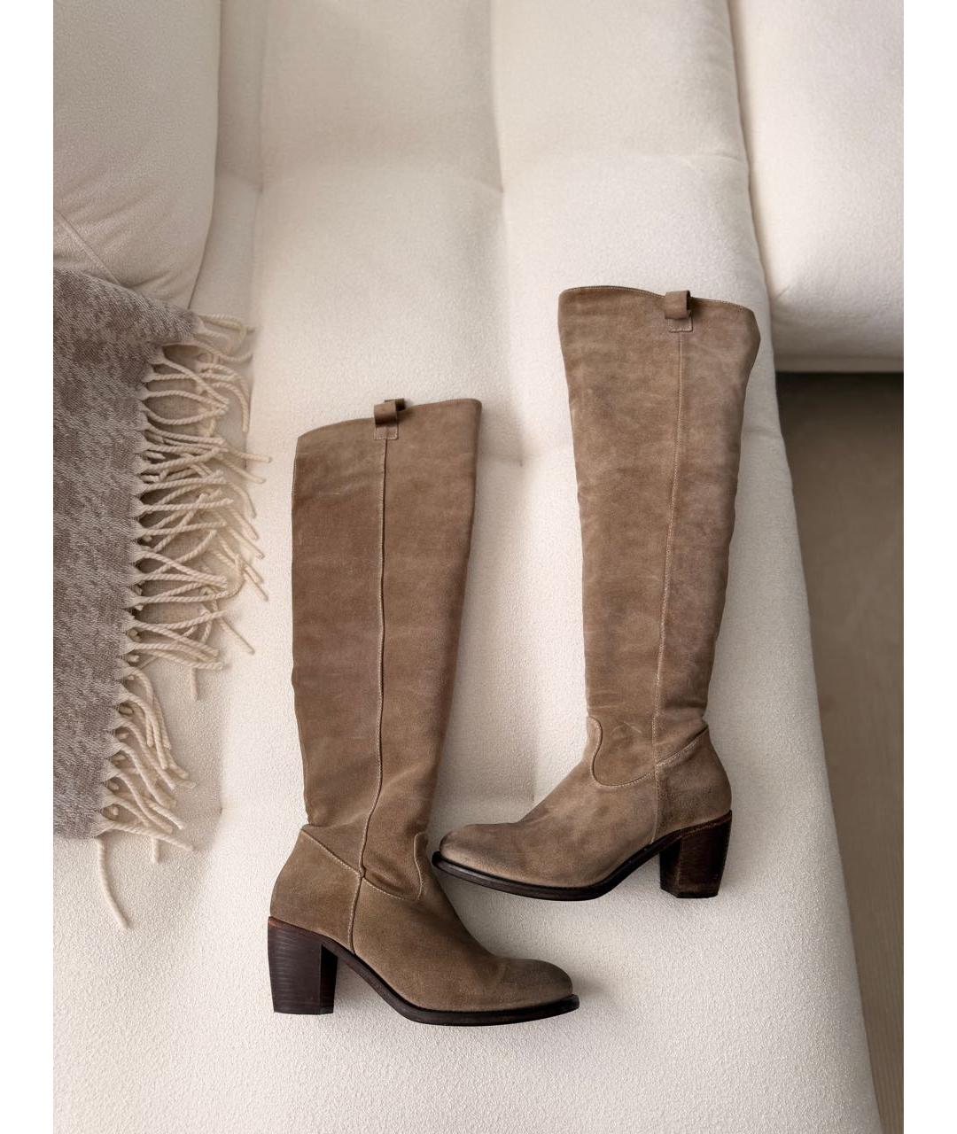 Fabio Gavazzi Бежевые замшевые сапоги, фото 7