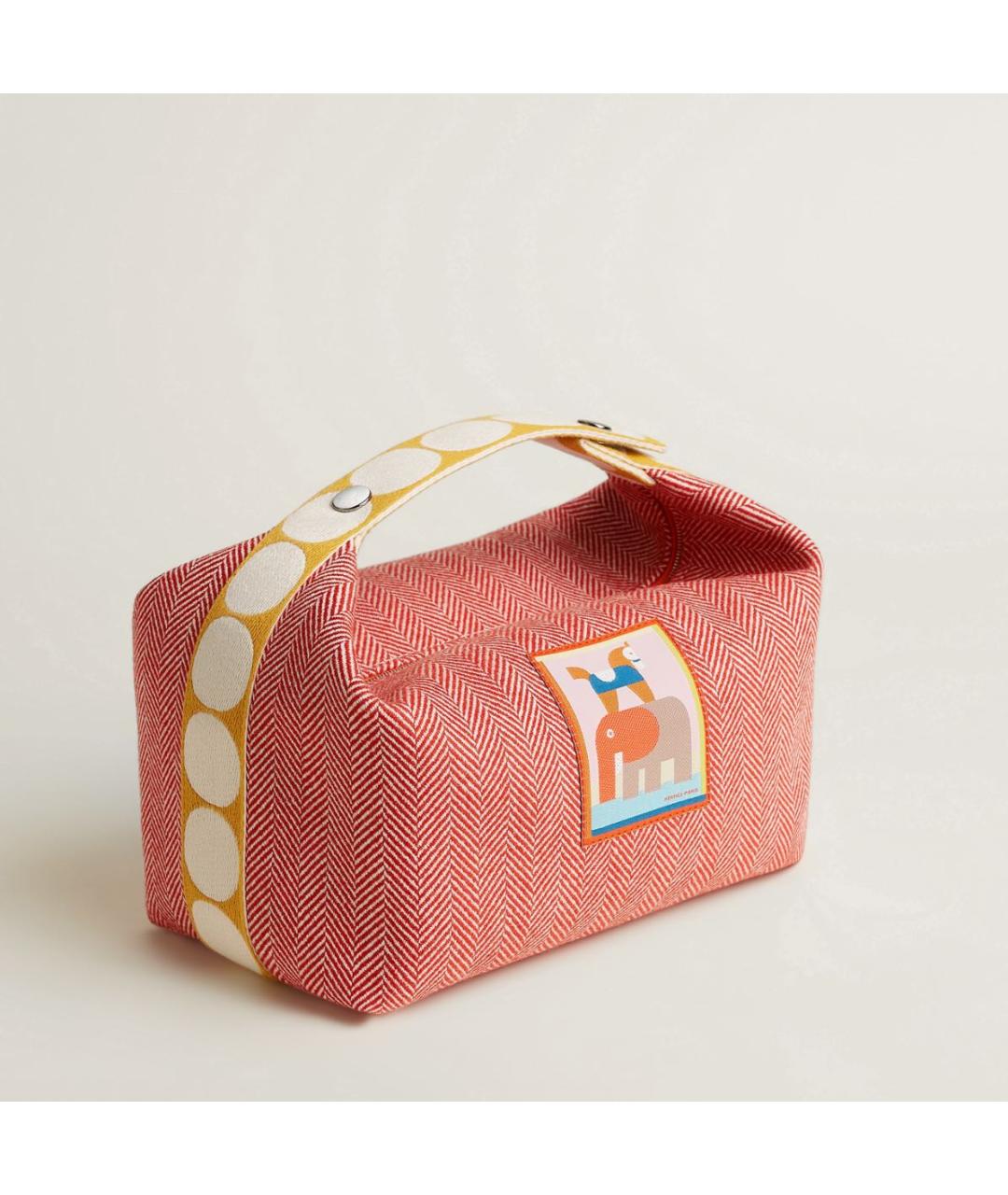 HERMES Красная шерстяная косметичка, фото 3