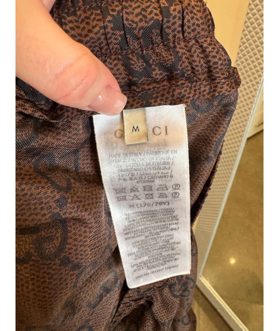 GUCCI Коричневый шелковый спортивные костюмы, фото 6