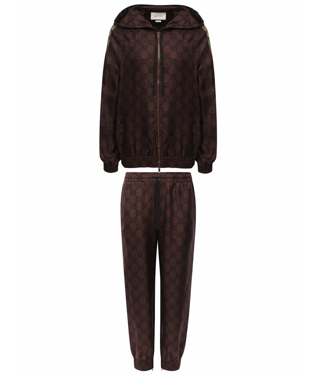 GUCCI Коричневый шелковый спортивные костюмы, фото 1