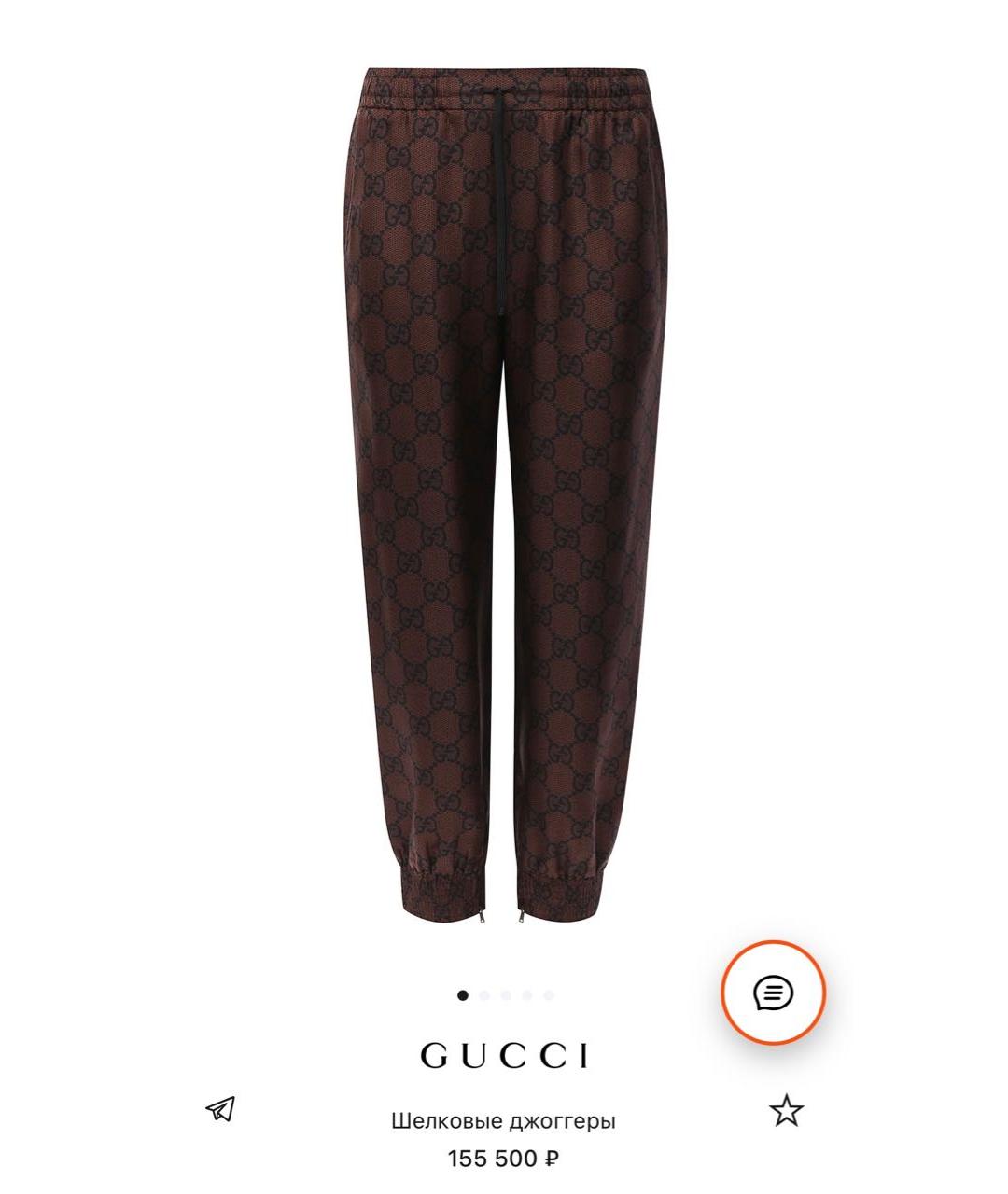 GUCCI Коричневый шелковый спортивные костюмы, фото 3