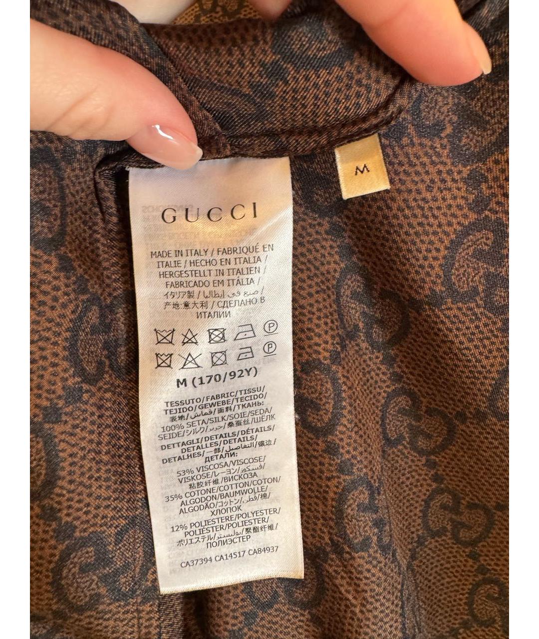 GUCCI Коричневый шелковый спортивные костюмы, фото 4