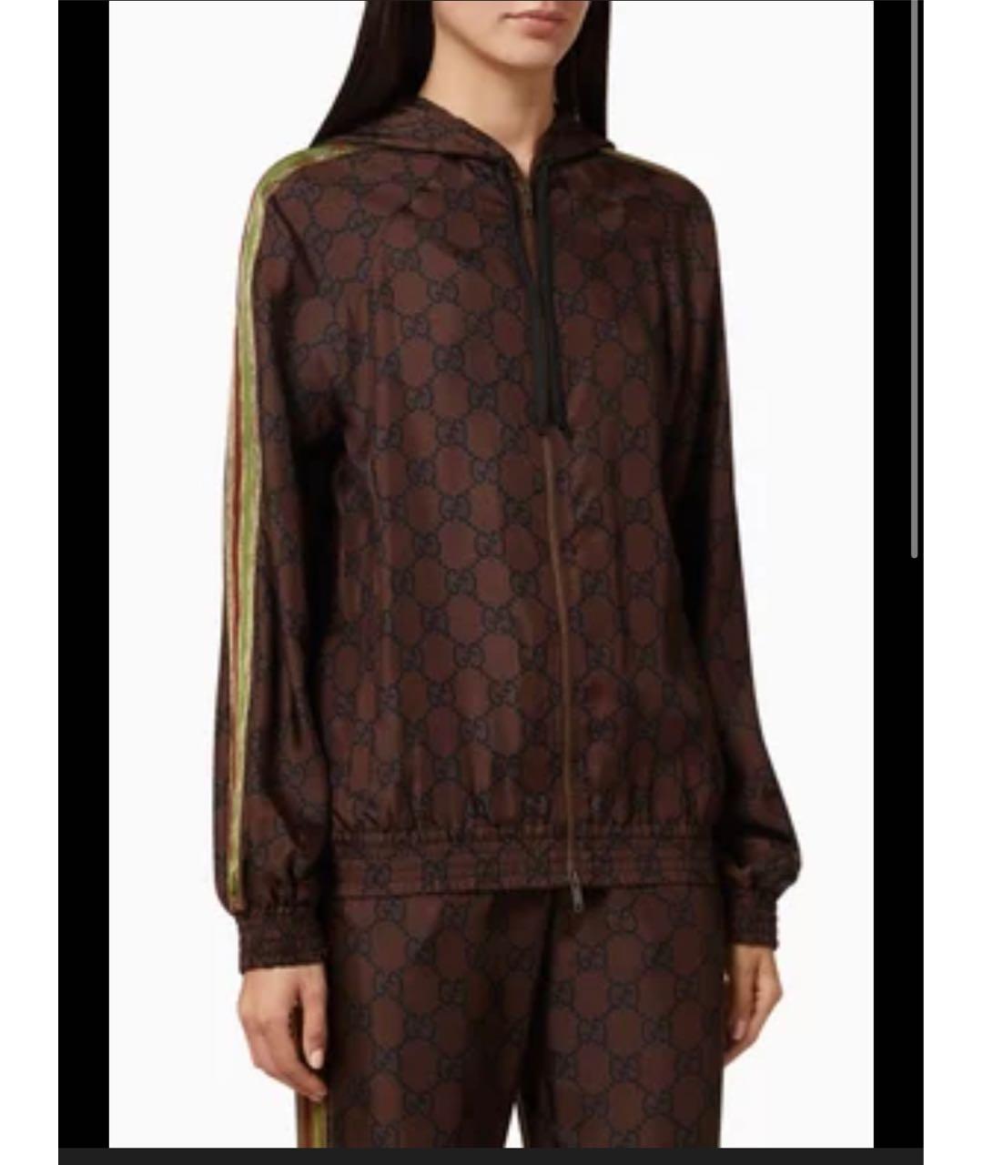 GUCCI Коричневый шелковый спортивные костюмы, фото 8