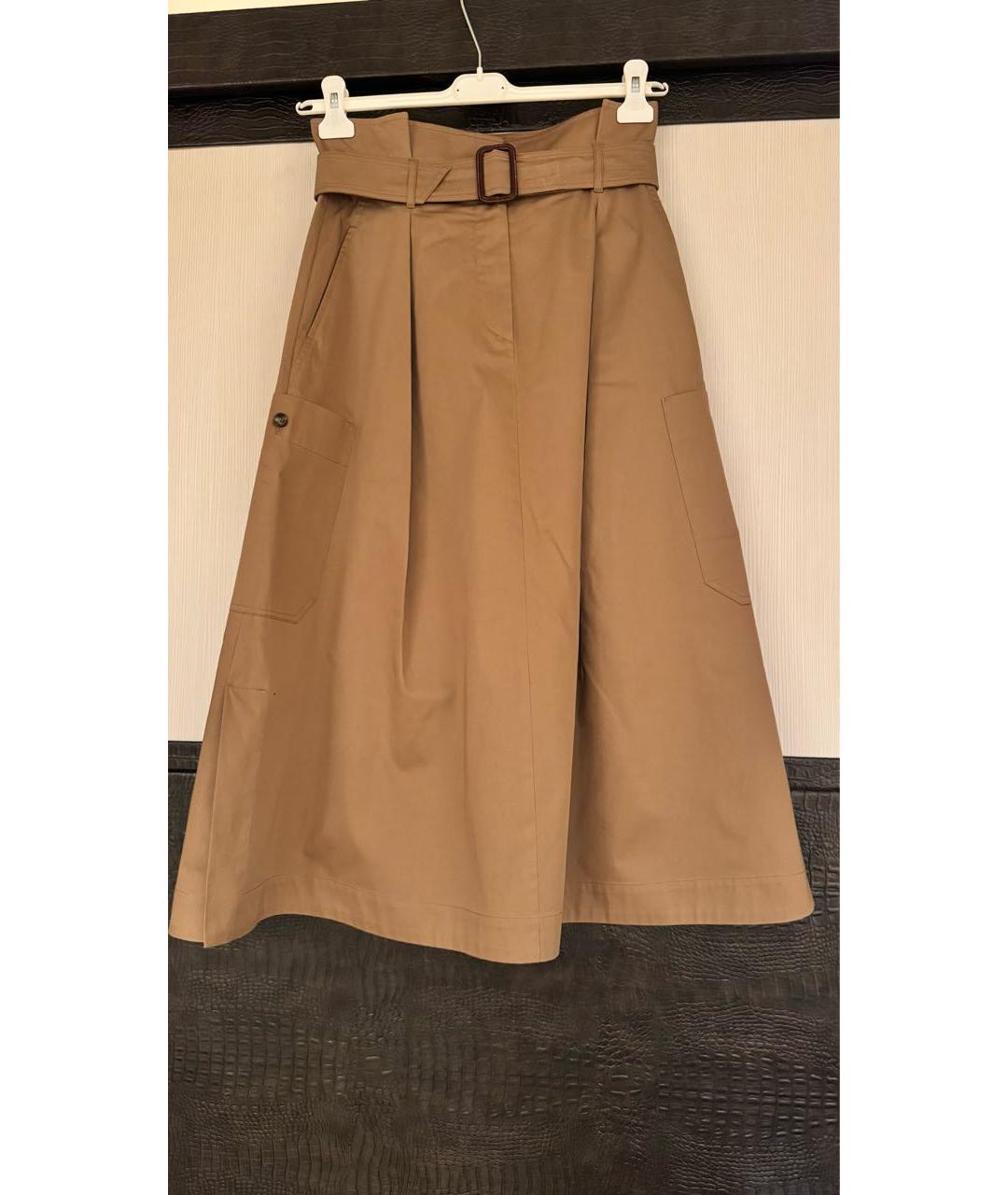 WEEKEND MAX MARA Бежевая хлопковая юбка макси, фото 6