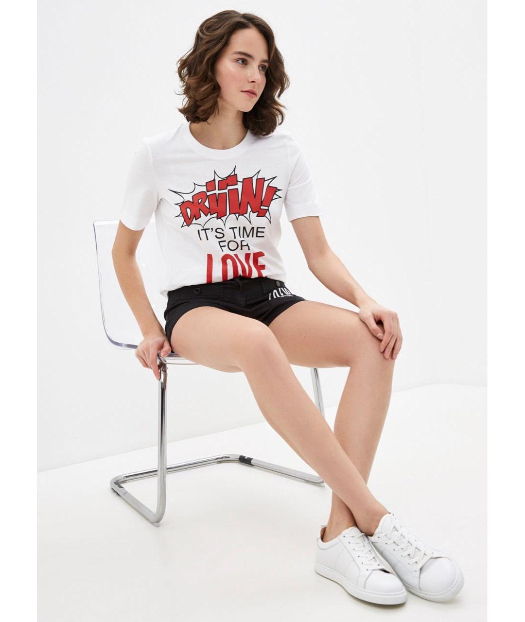 LOVE MOSCHINO Белая хлопковая футболка, фото 3