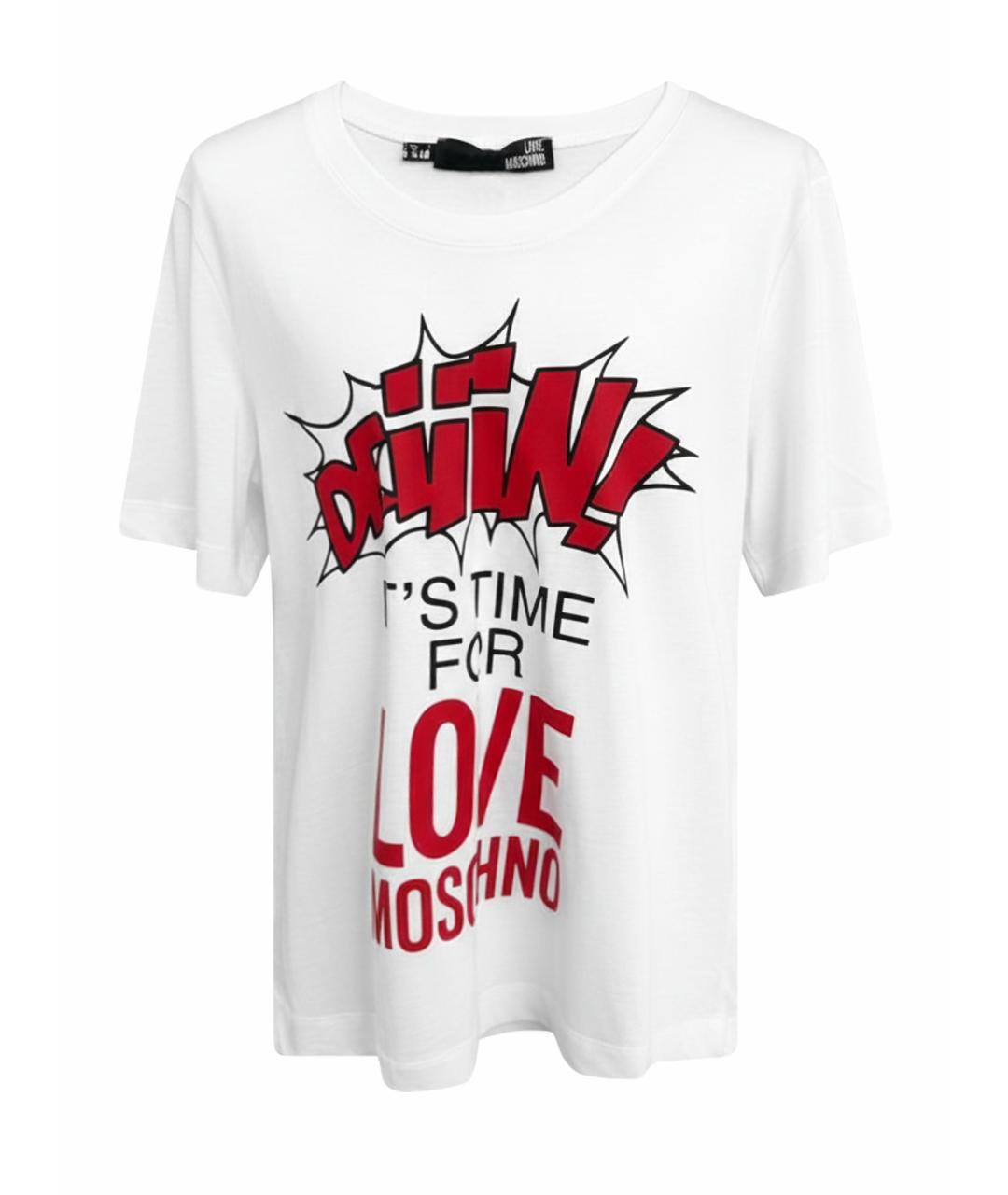 LOVE MOSCHINO Белая хлопковая футболка, фото 1