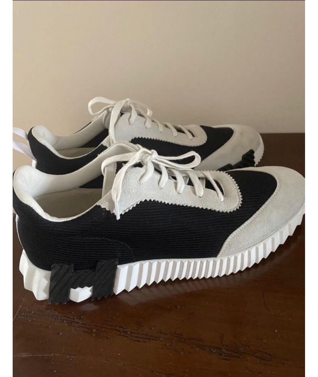 HERMES Черные кожаные низкие кроссовки / кеды, фото 4