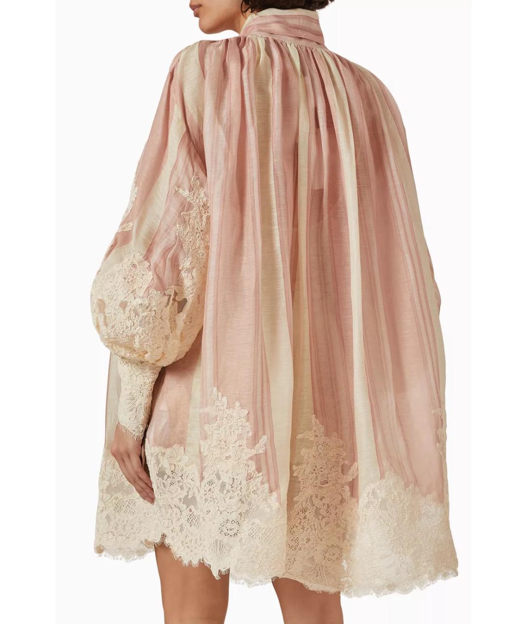 ZIMMERMANN Розовое льняное коктейльное платье, фото 5