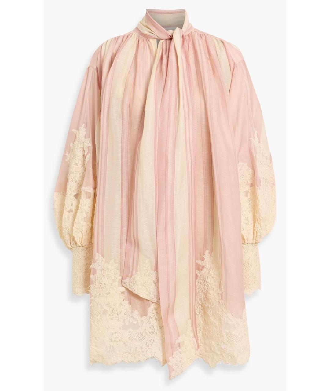 ZIMMERMANN Розовое льняное коктейльное платье, фото 6
