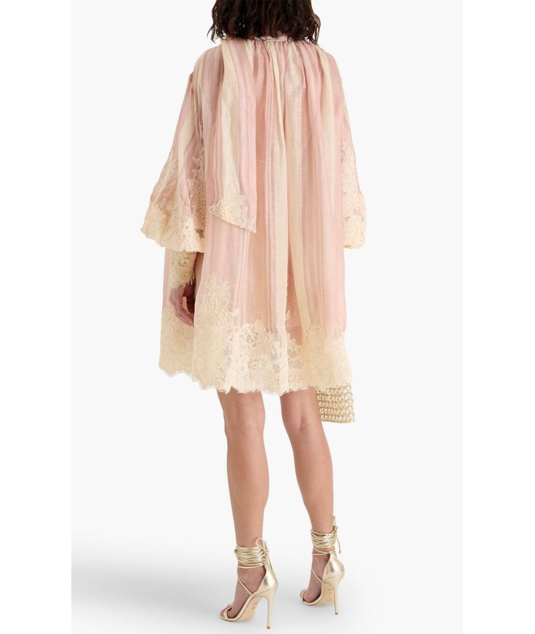 ZIMMERMANN Розовое льняное коктейльное платье, фото 3