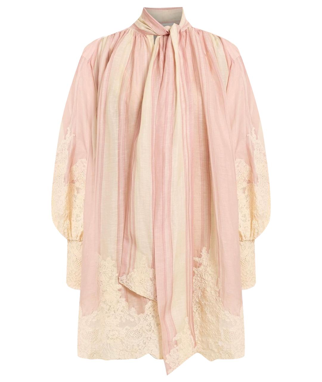 ZIMMERMANN Розовое льняное коктейльное платье, фото 1