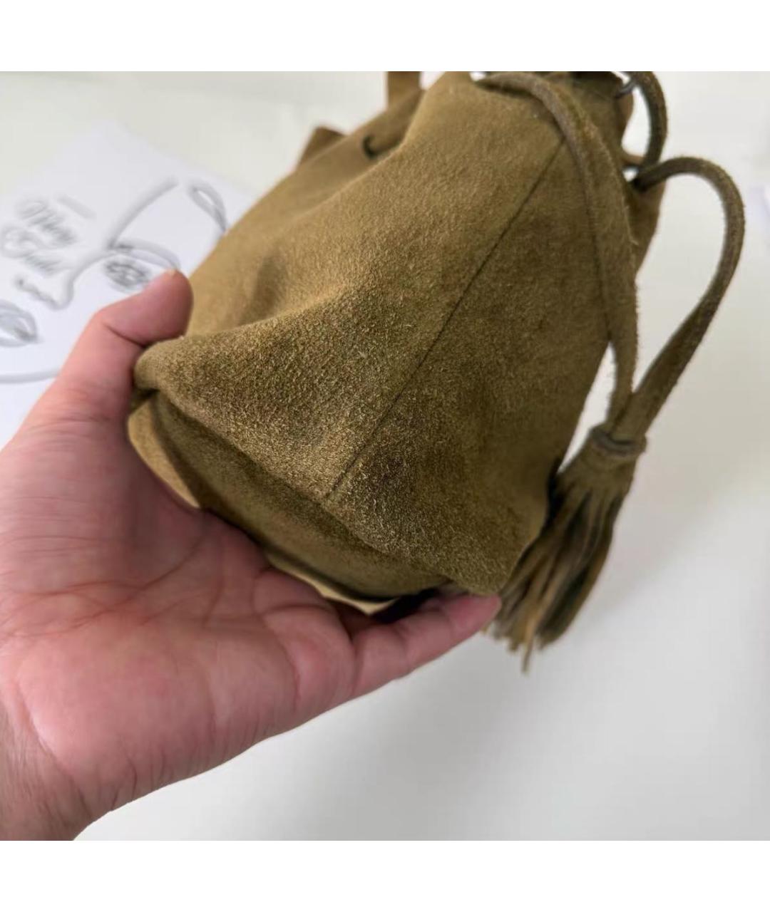 PRADA Хаки замшевая сумка через плечо, фото 5