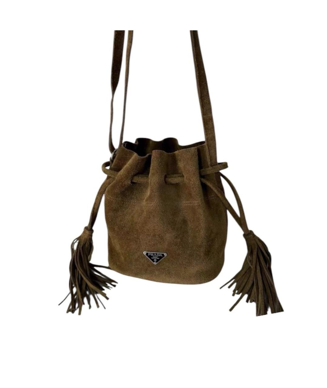 PRADA Хаки замшевая сумка через плечо, фото 2