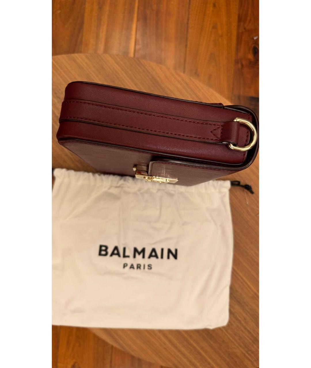 BALMAIN Бордовая кожаная сумка через плечо, фото 3