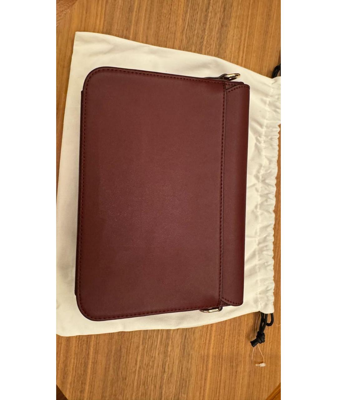 BALMAIN Бордовая кожаная сумка через плечо, фото 2