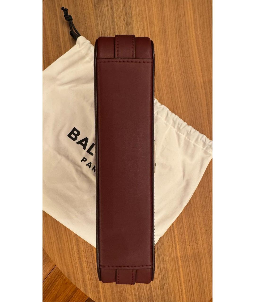 BALMAIN Бордовая кожаная сумка через плечо, фото 6