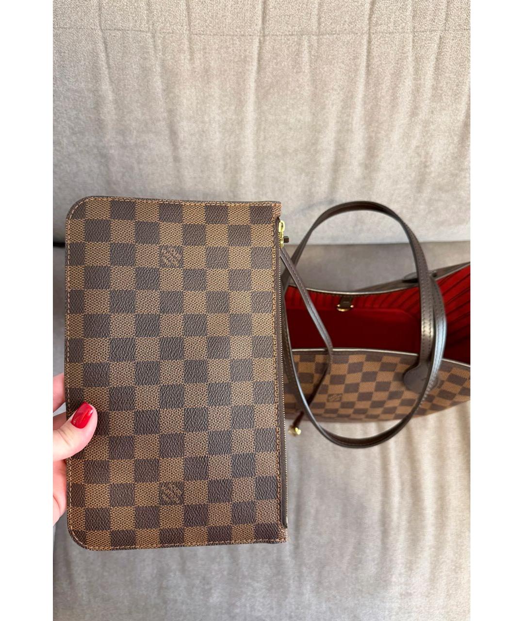 LOUIS VUITTON Коричневая кожаная сумка тоут, фото 3