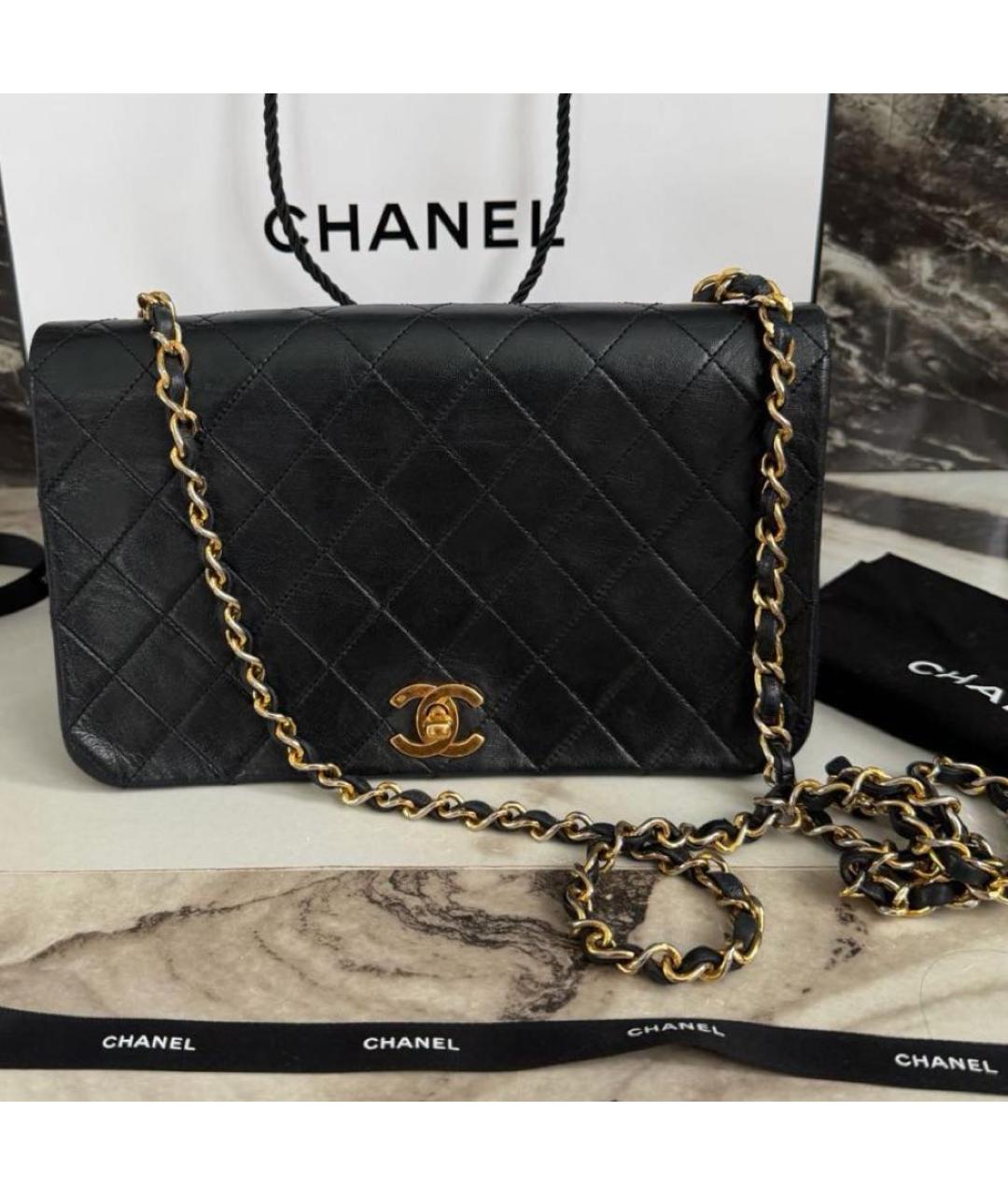 CHANEL Черная кожаная сумка через плечо, фото 5