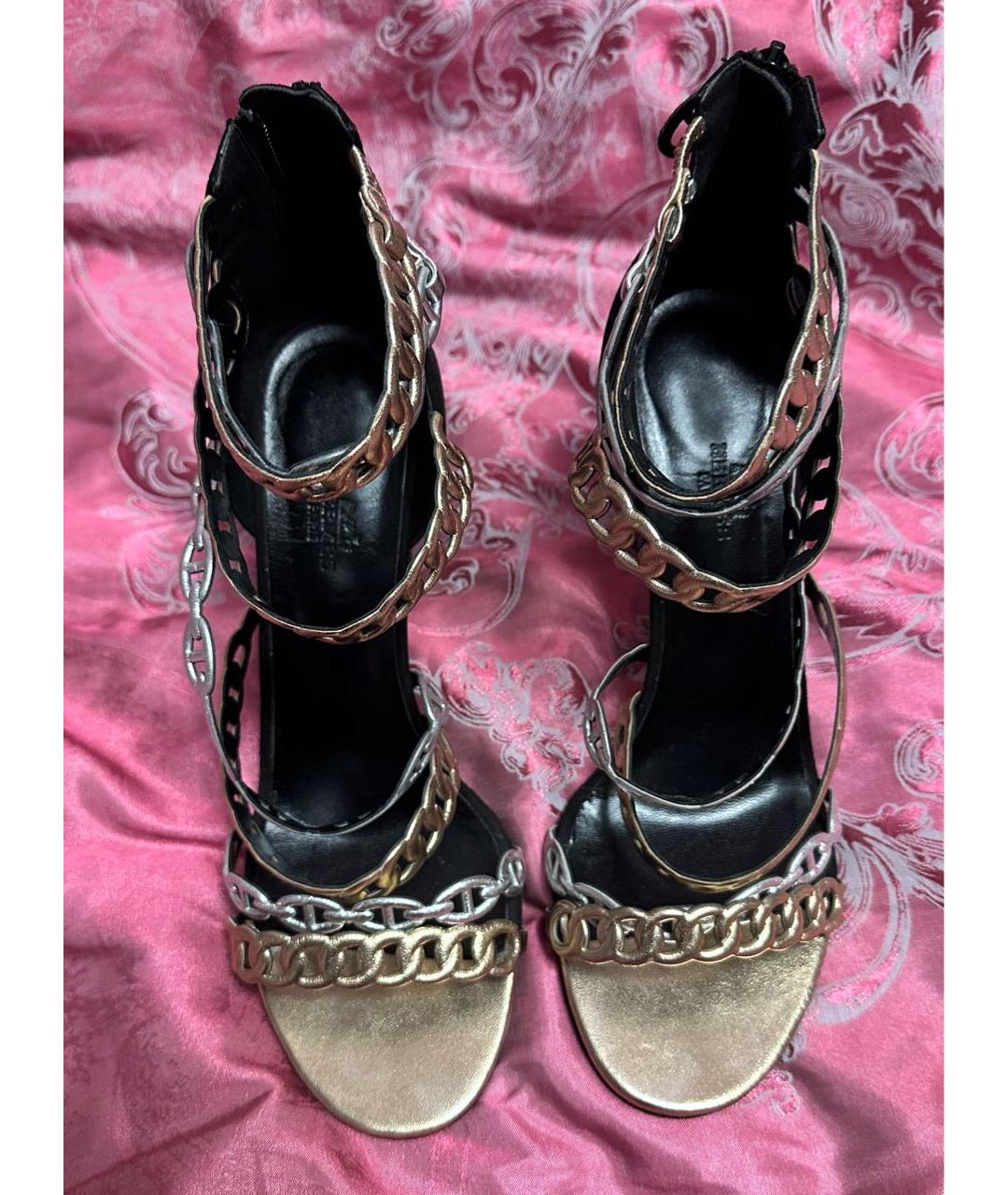 HERMES Мульти кожаные босоножки, фото 3