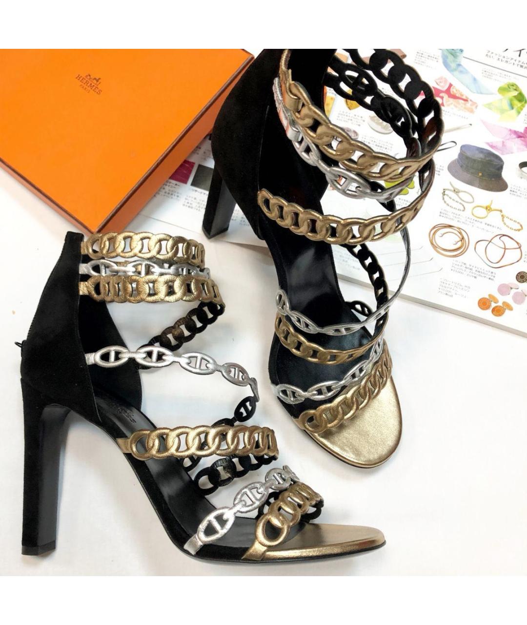 HERMES Мульти кожаные босоножки, фото 7
