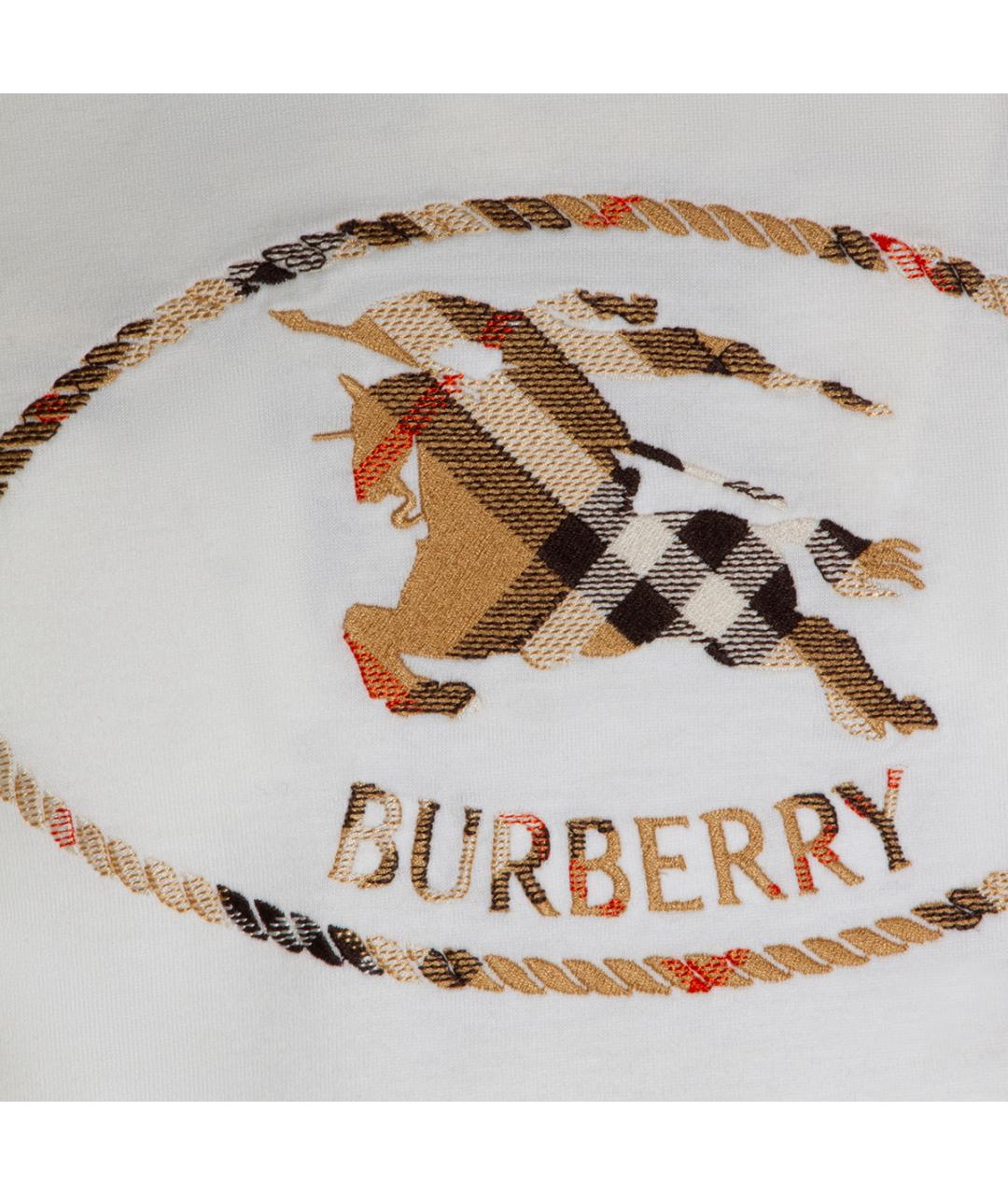 BURBERRY Белая хлопковая футболка, фото 3