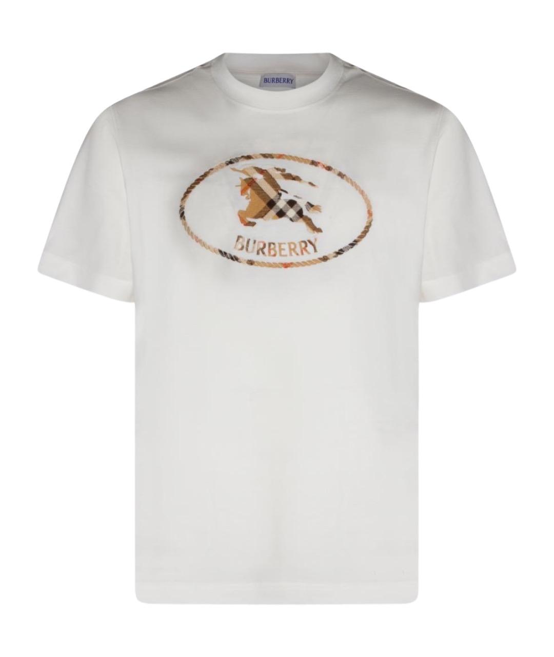 BURBERRY Белая хлопковая футболка, фото 1