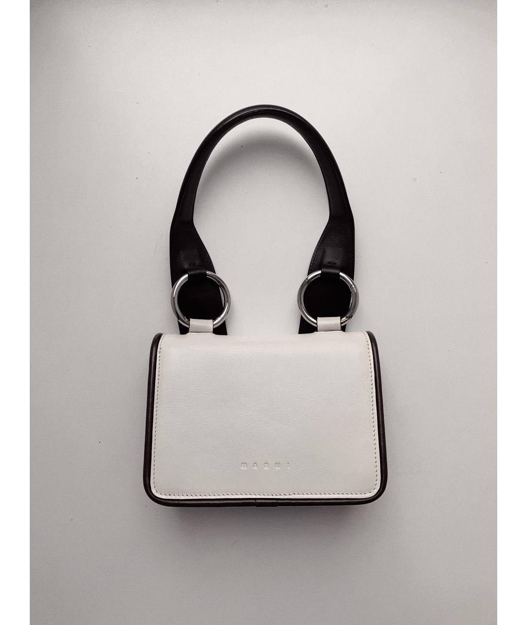 MARNI Белая кожаная сумка с короткими ручками, фото 2