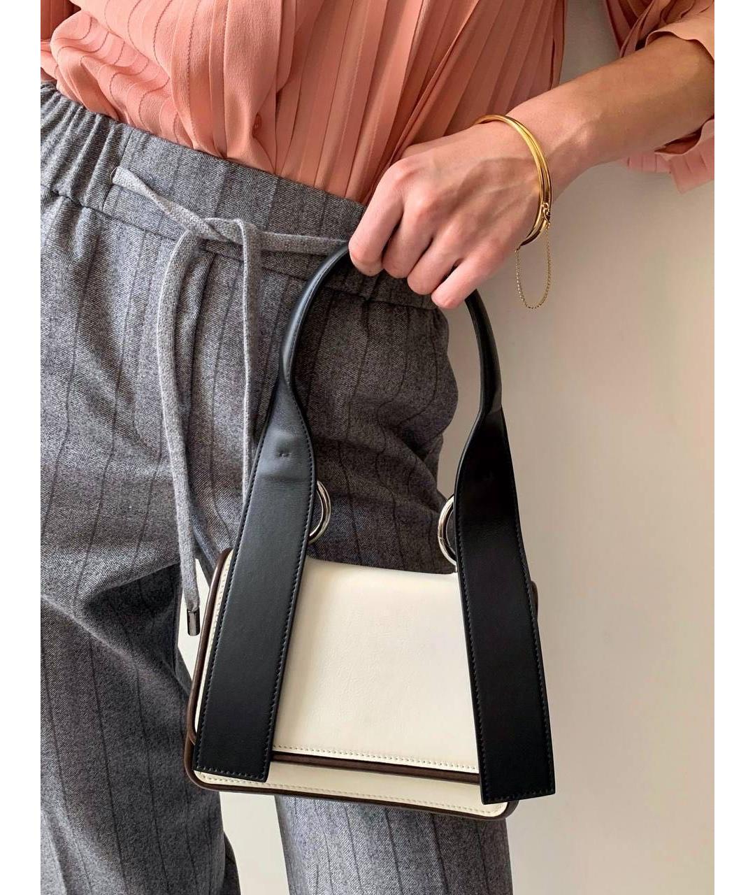 MARNI Белая кожаная сумка с короткими ручками, фото 3