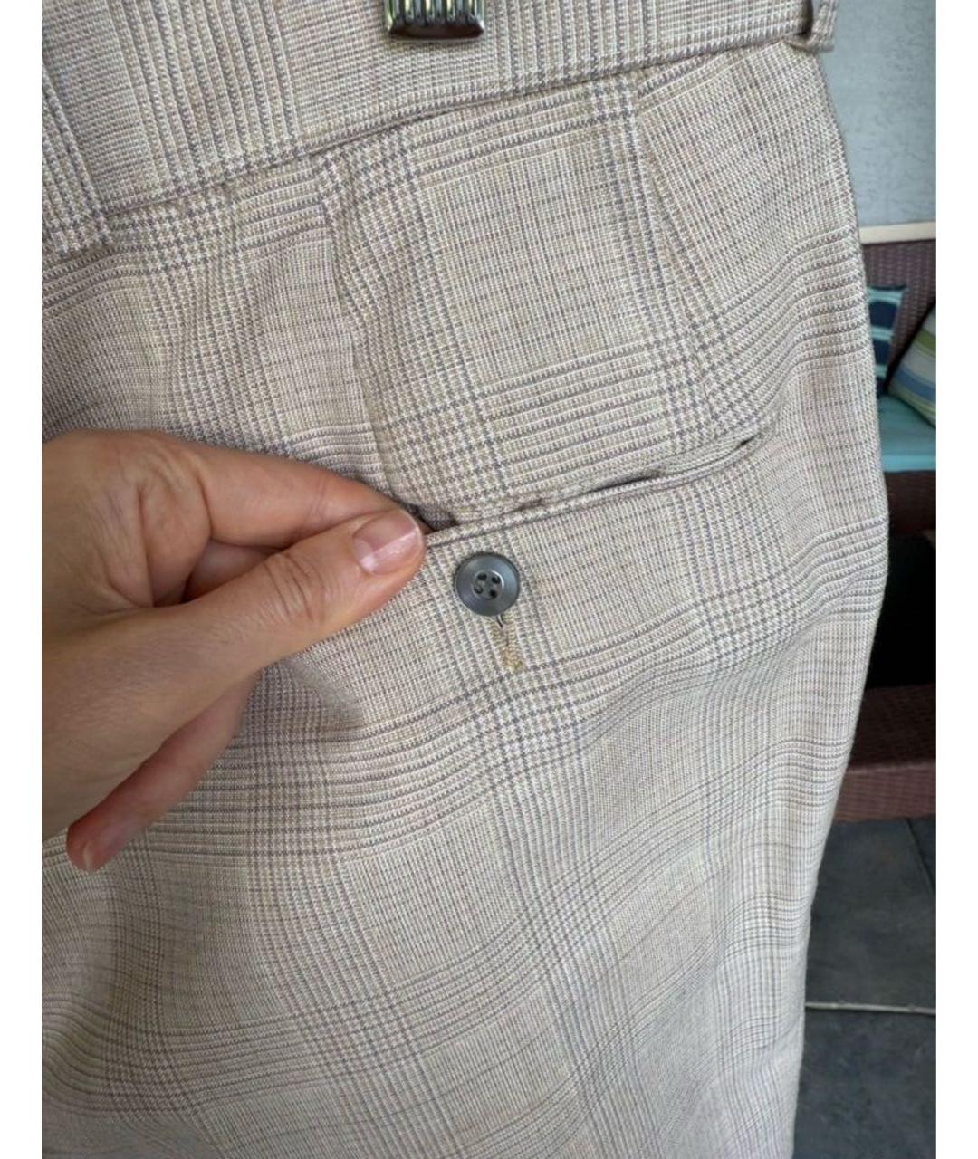 YVES SAINT LAURENT BEAUTY Бежевые шерстяные прямые брюки, фото 6