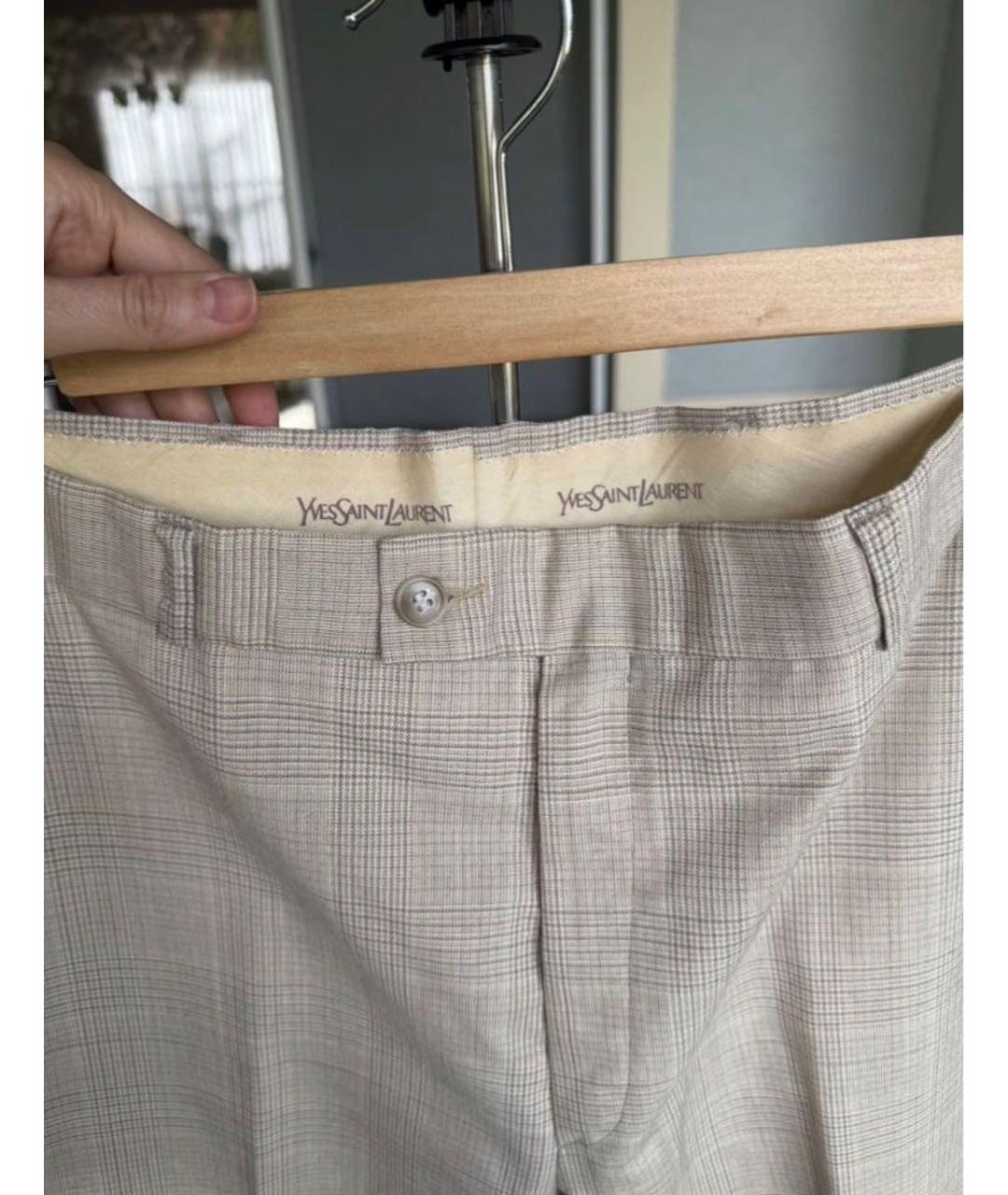 YVES SAINT LAURENT BEAUTY Бежевые шерстяные прямые брюки, фото 3