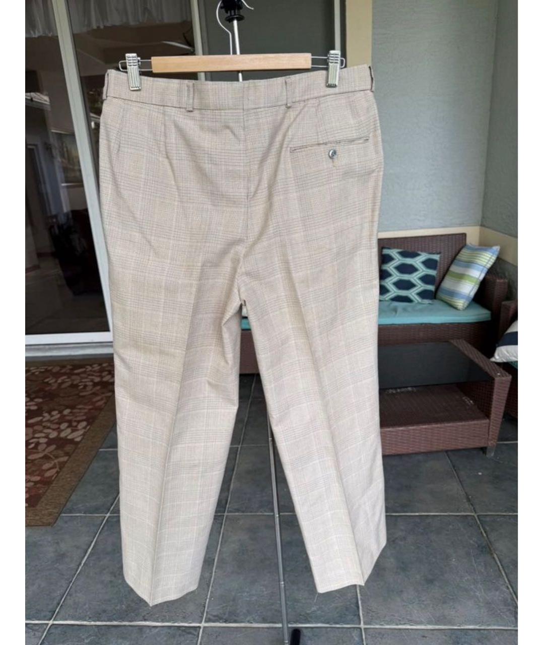 YVES SAINT LAURENT BEAUTY Бежевые шерстяные прямые брюки, фото 2