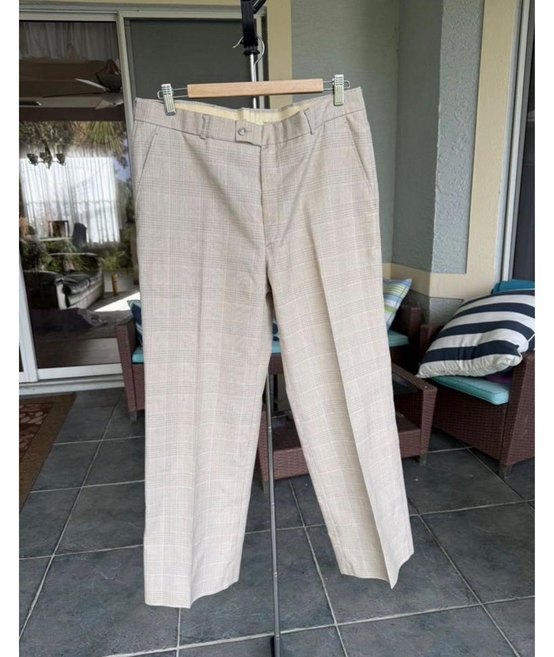 YVES SAINT LAURENT BEAUTY Бежевые шерстяные прямые брюки, фото 7