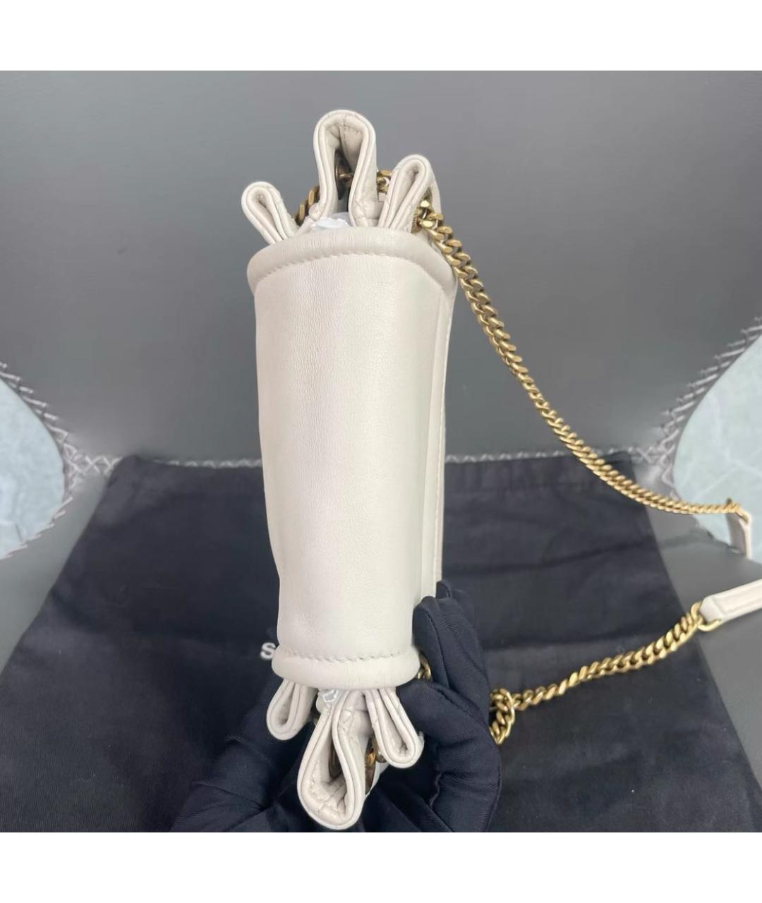 SAINT LAURENT Белая кожаная сумка через плечо, фото 5
