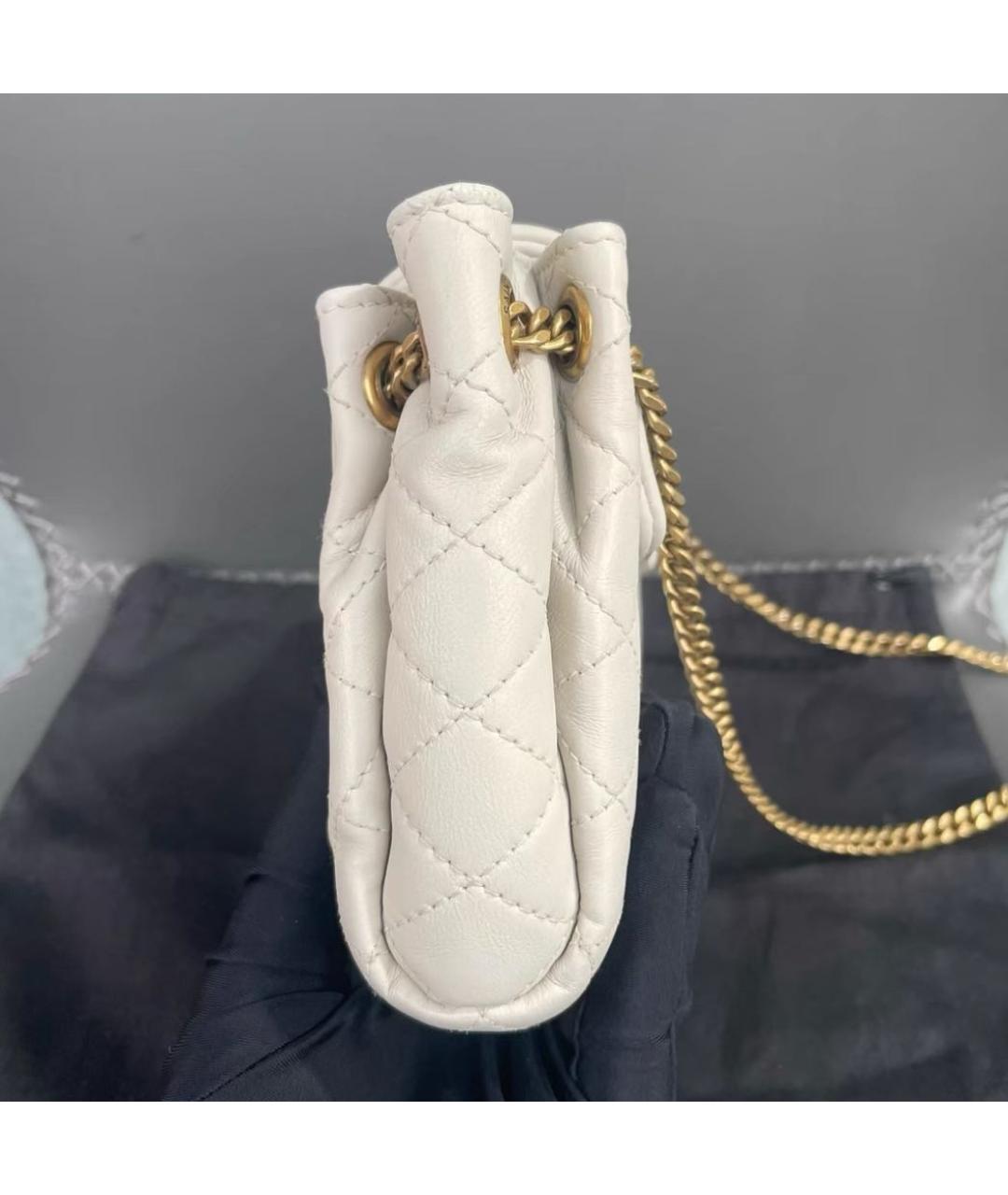 SAINT LAURENT Белая кожаная сумка через плечо, фото 4