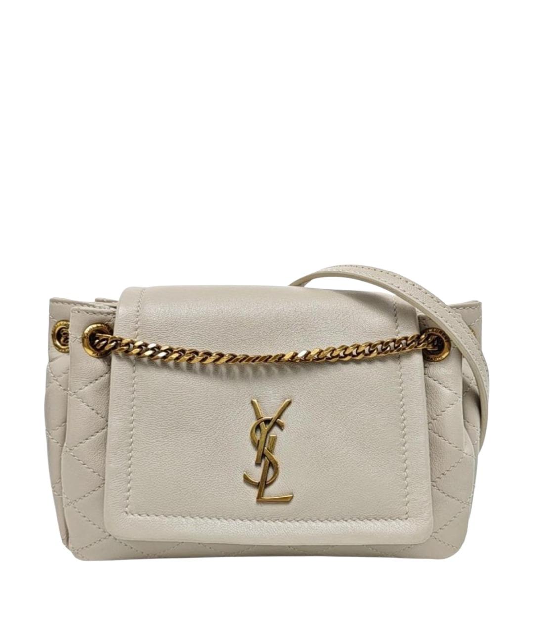 SAINT LAURENT Белая кожаная сумка через плечо, фото 1
