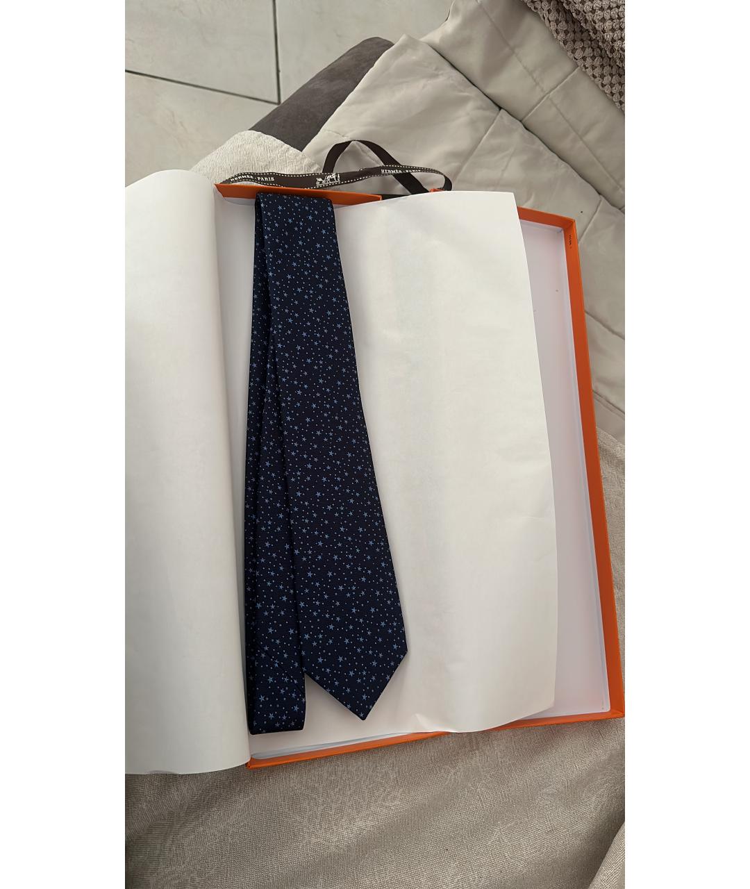 HERMES Синий шелковый галстук, фото 3