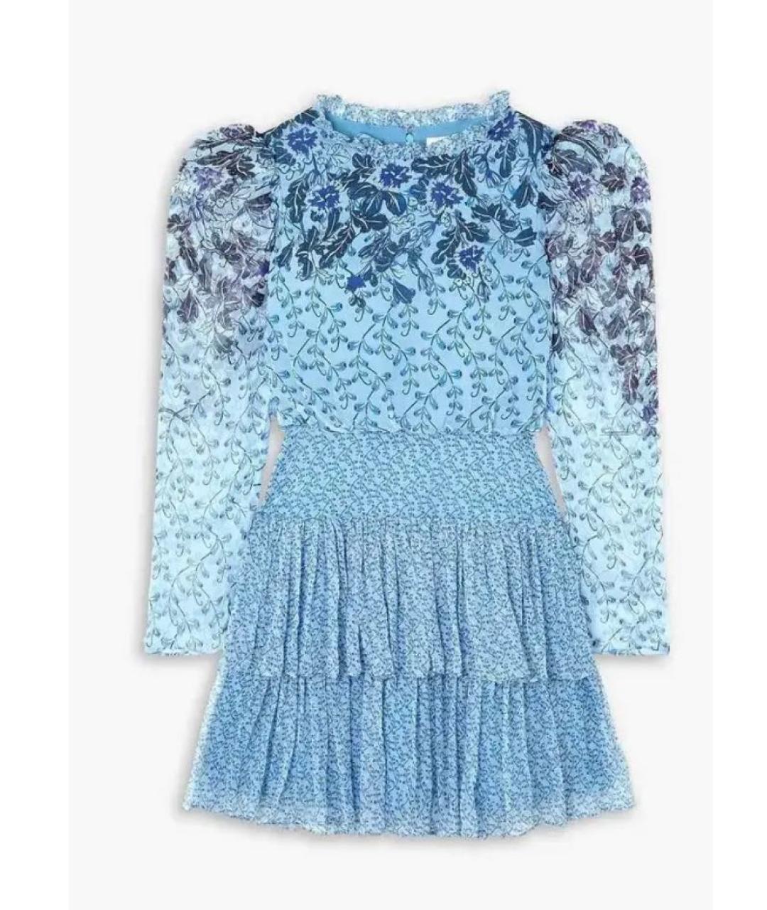 SALONI Голубое шелковое повседневное платье, фото 9