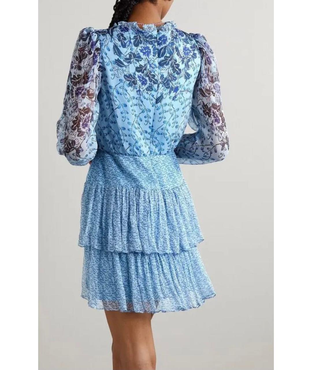 SALONI Голубое шелковое повседневное платье, фото 7