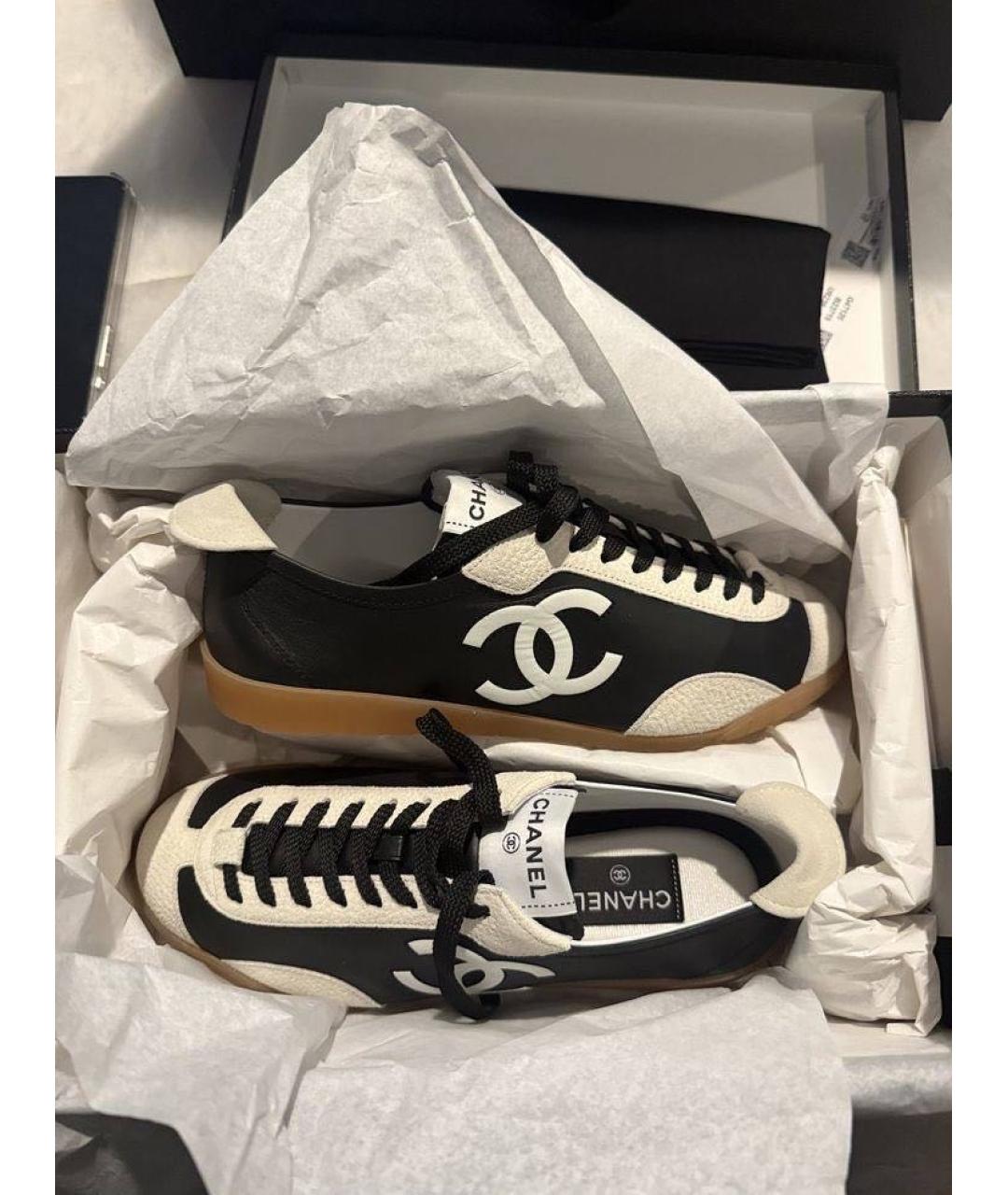 CHANEL Черные кожаные кеды, фото 2