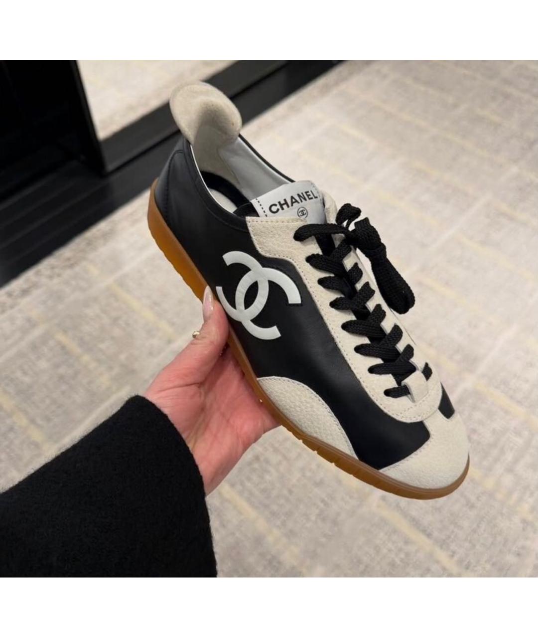 CHANEL Черные кожаные кеды, фото 4