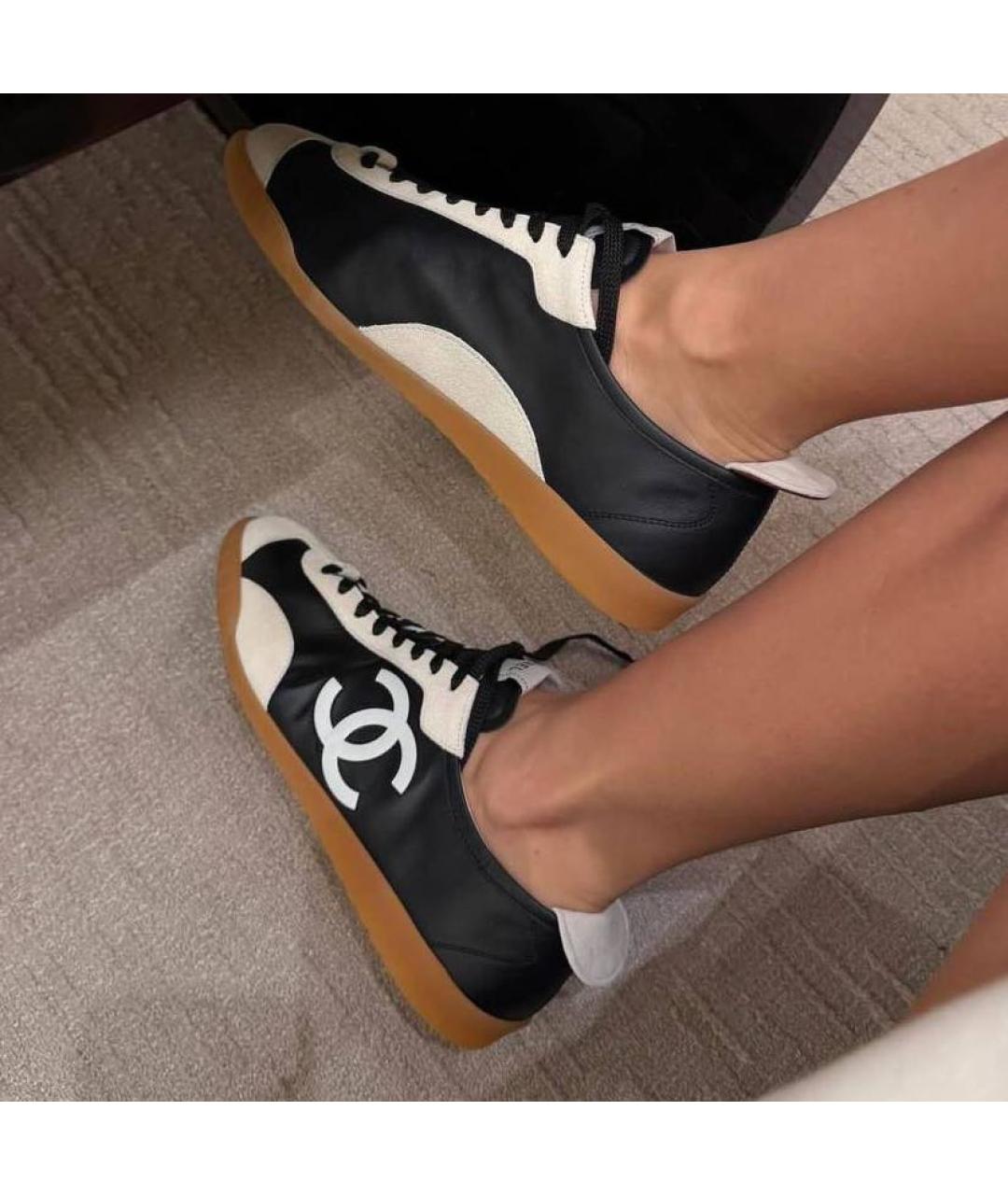 CHANEL Черные кожаные кеды, фото 3