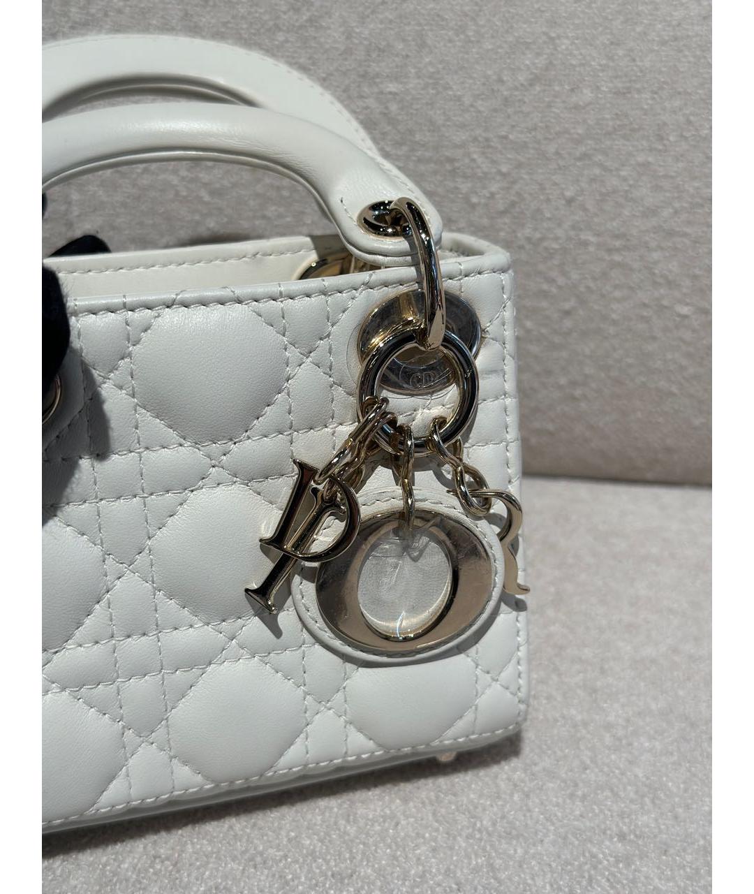 CHRISTIAN DIOR Белая кожаная сумка через плечо, фото 8