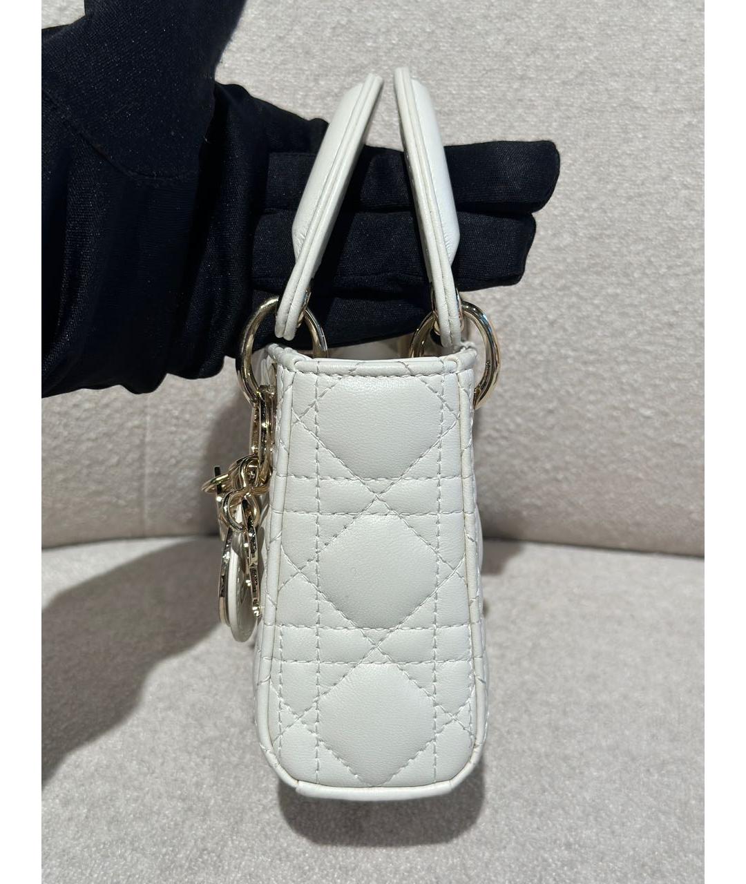 CHRISTIAN DIOR Белая кожаная сумка через плечо, фото 3