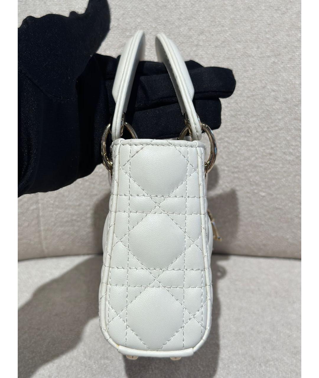 CHRISTIAN DIOR Белая кожаная сумка через плечо, фото 4