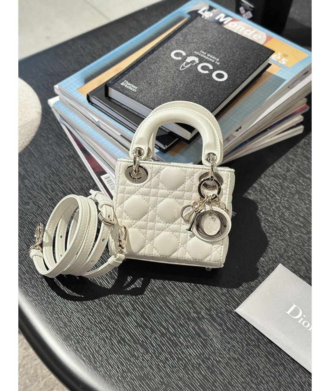 CHRISTIAN DIOR Белая кожаная сумка через плечо, фото 9