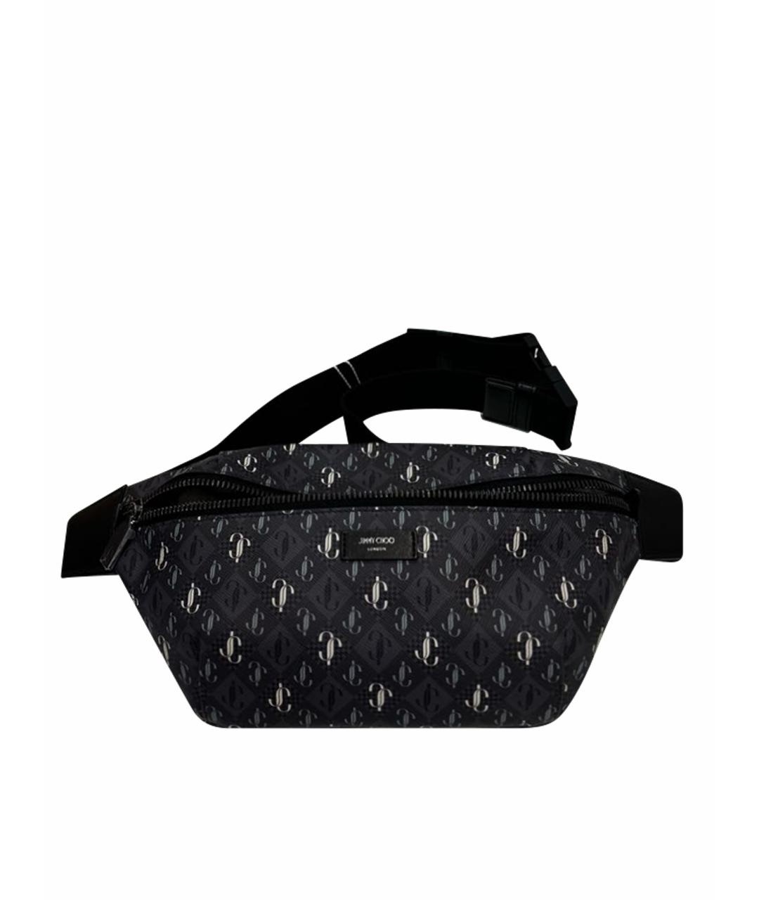 JIMMY CHOO Антрацитовая кожаная поясная сумка, фото 1