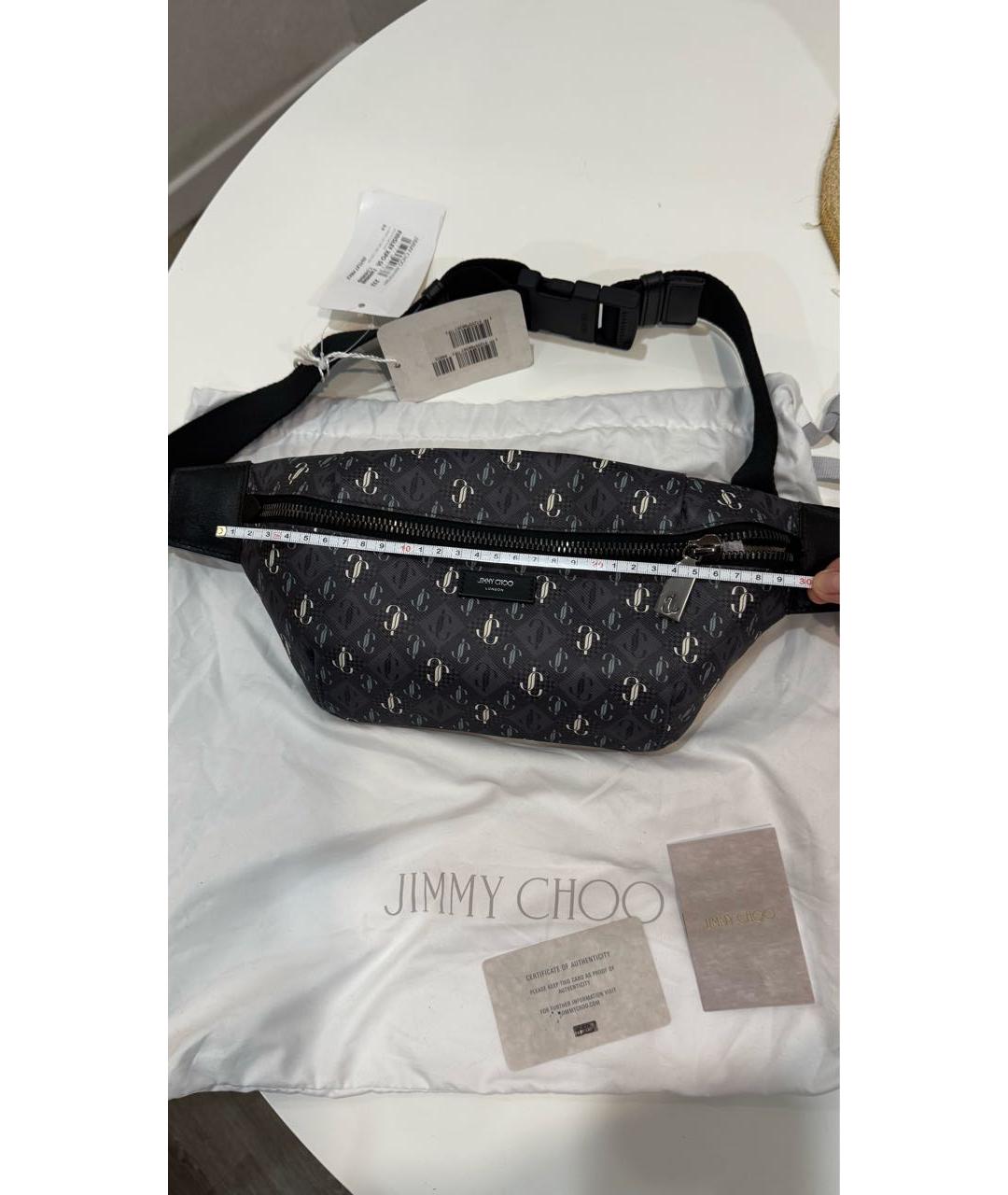 JIMMY CHOO Антрацитовая кожаная поясная сумка, фото 5