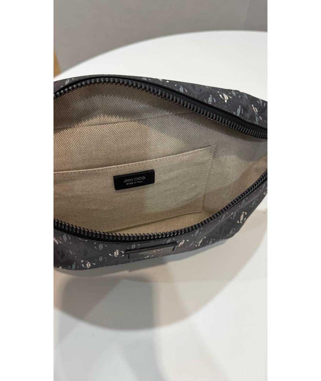 JIMMY CHOO Антрацитовая кожаная поясная сумка, фото 4