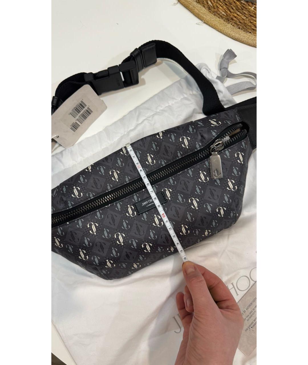 JIMMY CHOO Антрацитовая кожаная поясная сумка, фото 7
