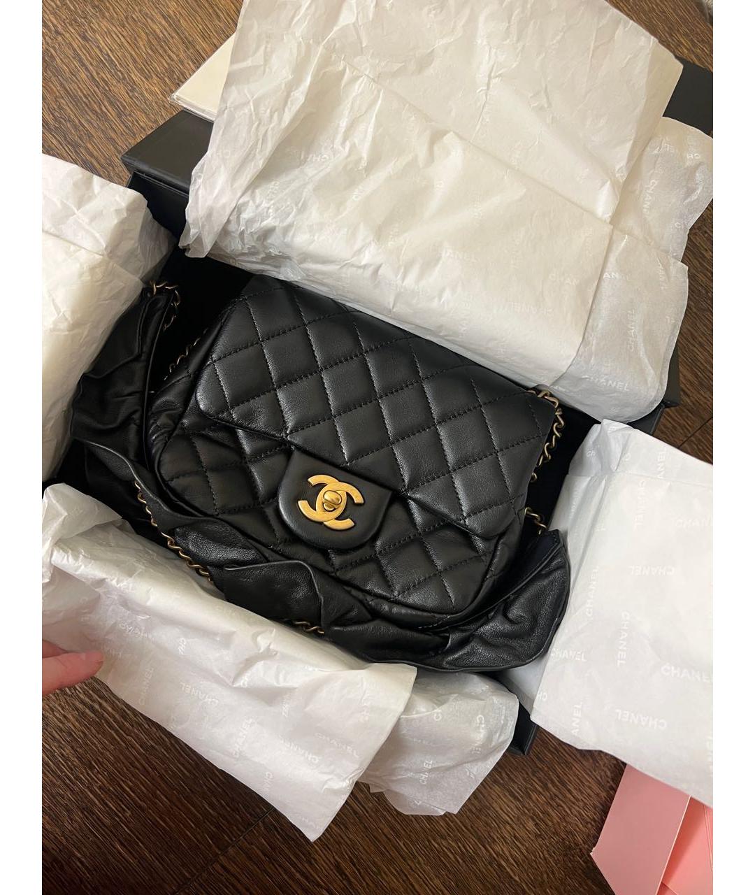 CHANEL Черная кожаная сумка через плечо, фото 4